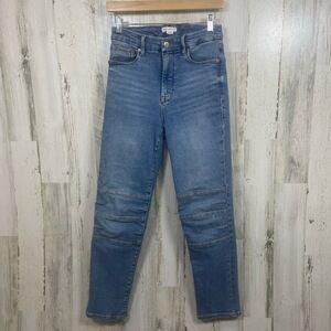 Good American Slim Moto Pant Jeans size 8/29 Indigo High‎ Waist Stretch